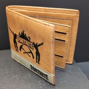 Fortnight Men's Tan Faux Leather Bifold Gaming Wallet.